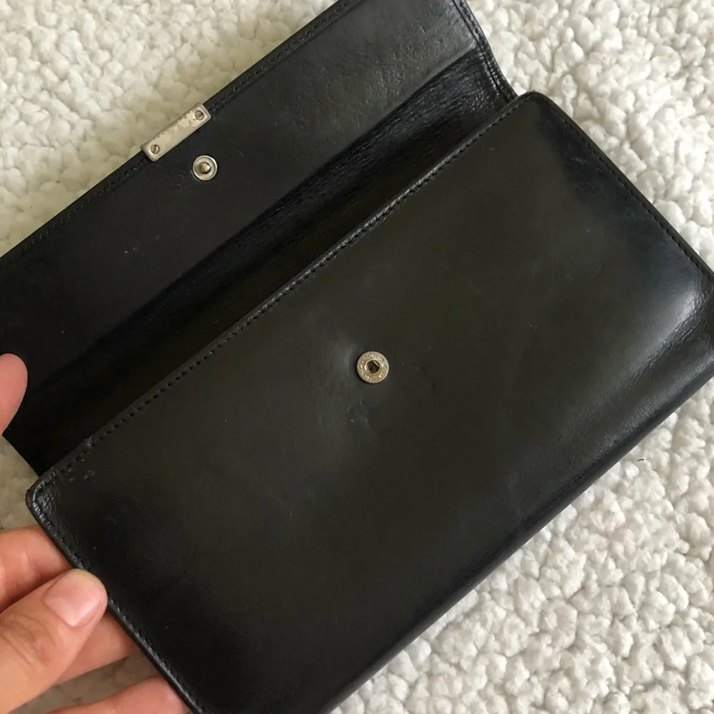 Coach Black Leather Long Wallet with Metal Logo - Picture 2 of 5